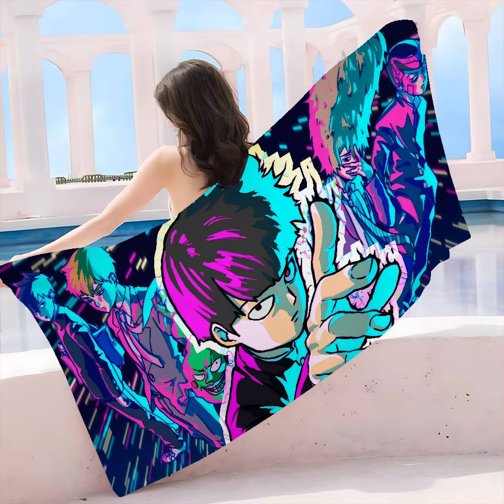 Anime Mob P-Psycho 100 Anime Beach Swimming Towel Soft Absorbent Washcloth Children's Gifts for Kids Travel Camping Gym