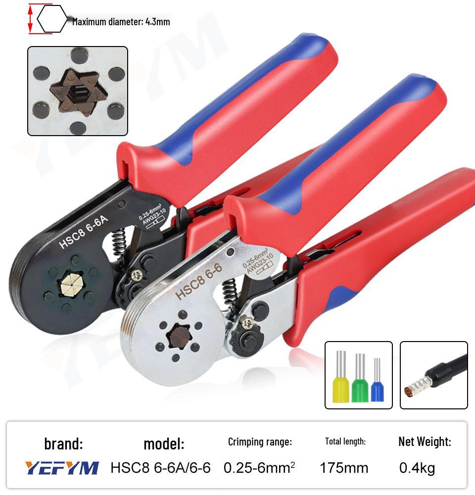 Compact Tube Terminal Crimper Ratchet Tool Set for Electricians