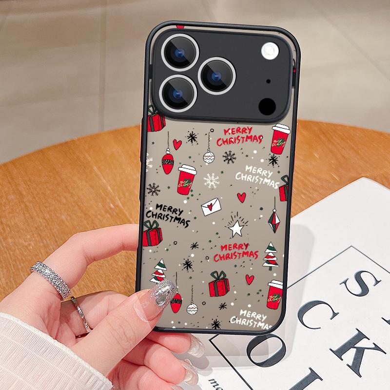 

Merry Christmas Pattern Phone Case For iPhone 17 Air 16 15 14 Pro Max 13 17 Pro 16e Matte Shockproof Soft Edge Hard Cover iPhone 11 зелёный