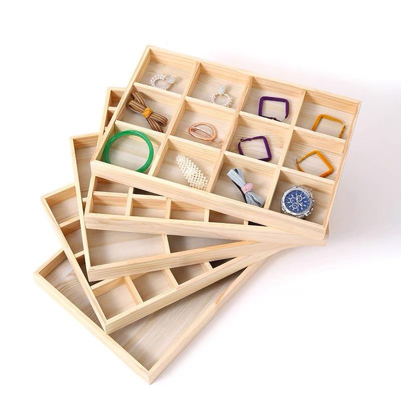 Solid Wood Jewelry Display & Storage Tray for Bracelets, Bangles, and Loose Beads.
