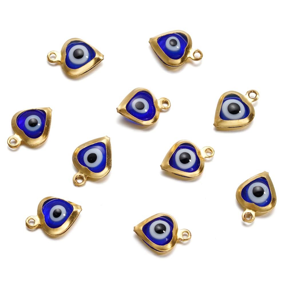 10pcs/lot Evil Eye Gold/Silver Color Tone Charms Connectors Beads For DIY Bracelet Bangle Pendant Jewelry Accessories