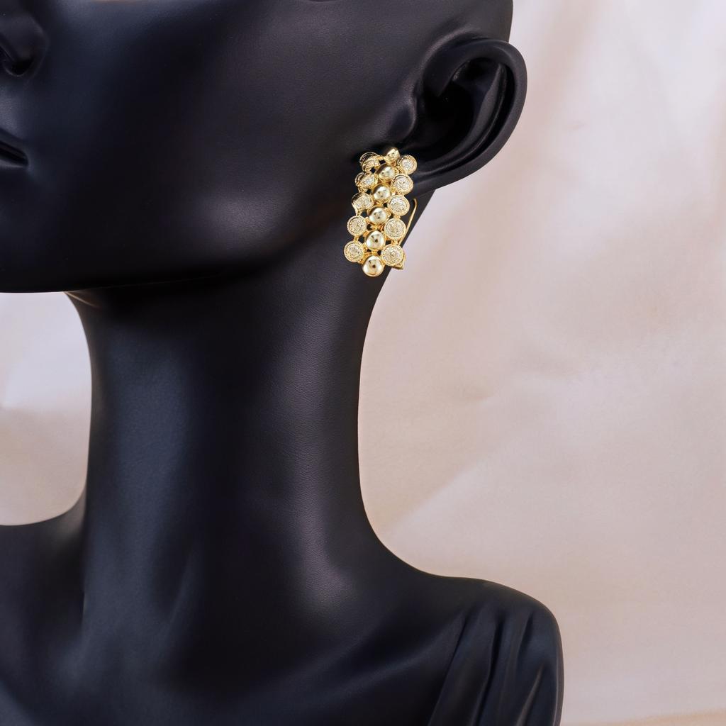 Dubai brudens halskjede, øredobber, ring og armbånd fire-delt sett, nigerianske kvinners 14K gull Zirkon sett