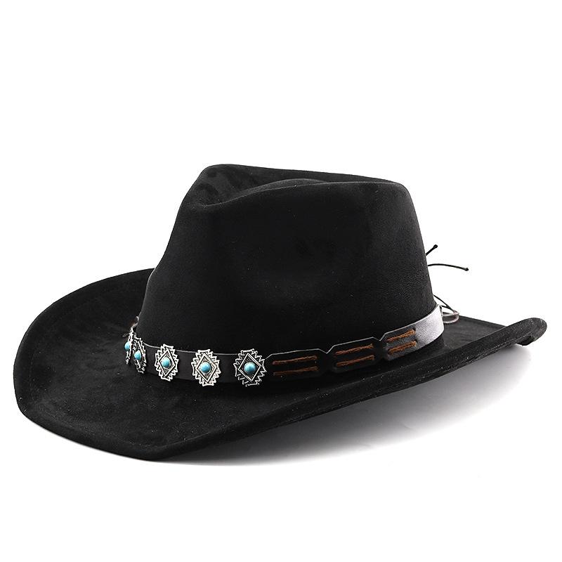 Suede ethnic style tibetan style western cowboy hat top hat fall and winter men's and women's felt hat peaked edge jazz hat hat