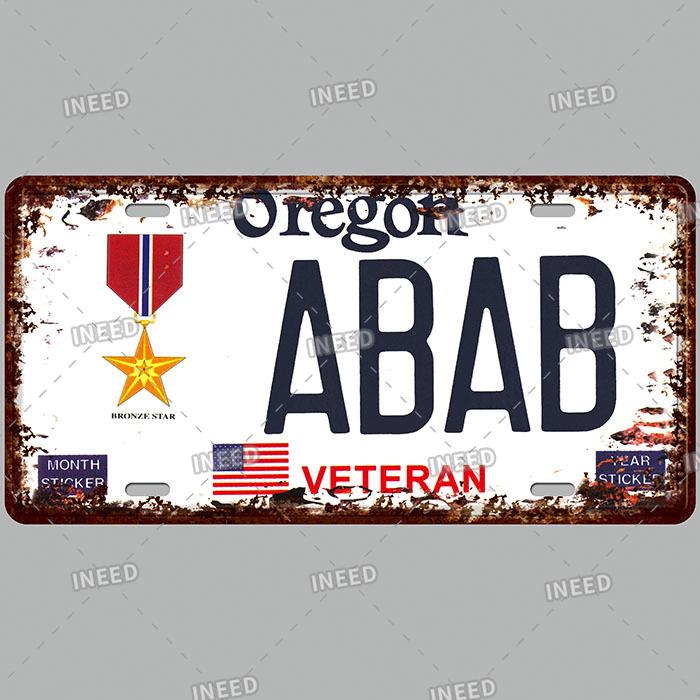 INEED Vintage Wall Decor Car License France Newyork USA Flag Metal Plate Garage Car Number Metal Signs Motor Decorative Tin Sign