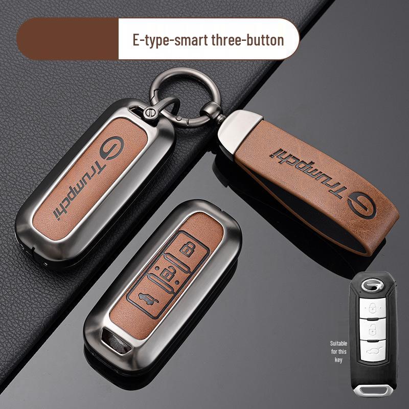 Compatible Key Case for Trumpchi GS4, GS3, GS5, GA6, GA3, GA4 - Metal Leather Car Accessories