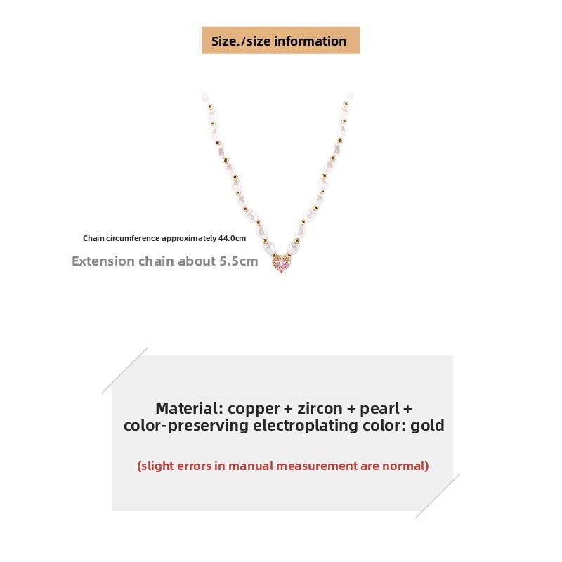 Meier Niche Stylecasuallove Zircon Necklace Female Internet Celebrityaccessible Luxury Baroque Pearl Easiest for Match Clavicle Chain