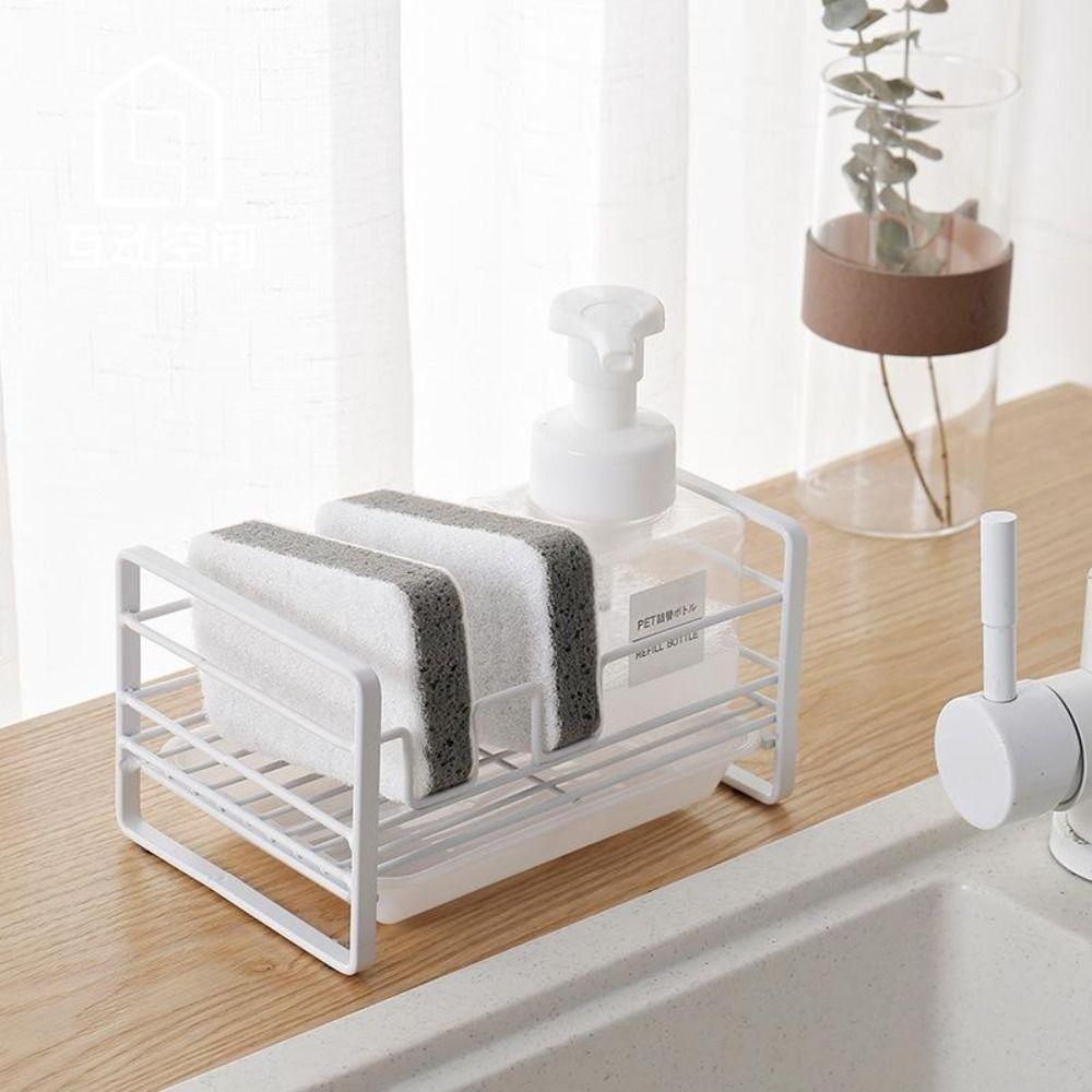 Sturdy Sponge Holder Durable Kitchen Storage Basket Space Saving Drying Rack Sink
