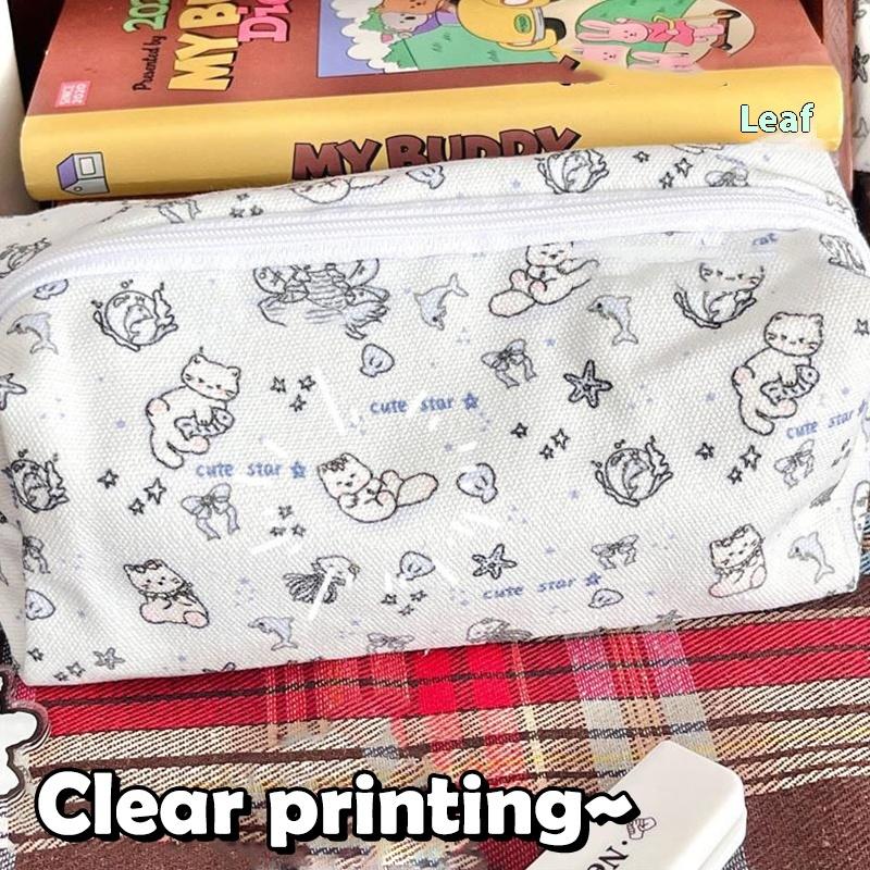 1/2 Pcs Cute Ocean Cat Kitten Pencil Case Large Capacity Portable Storage Bag Girl'S Makeup Bag Student Stationery Pen Bag Gifts