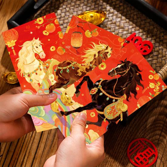 6 Pcs Envelopes Year of The Horse Chinese New Year Red Hong Bao Spring Lucky Pockets