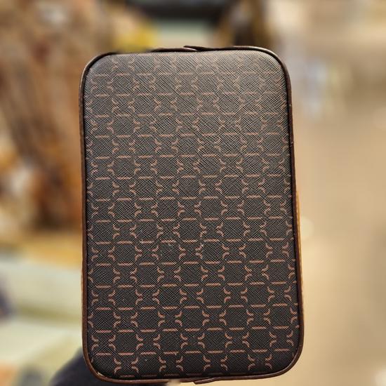 Brown Small Bucket Bag with DD Pattern Leather Trim DCBA3E868