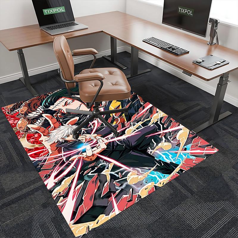 1pc Anime Cartoon Design Demon Slayer Tanjiro Kamado Office Chair Mat Non-Slip Carpet Suitable for Home Decor Living Room Bedroom Game Room Dormitory.