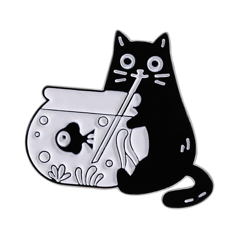 Cartoon Black Cat Enamel Pins I Do What I Want Rebellious Cat Cute Animal Brooches Lapel Badge Fashion Jewelry Gifts for Friends