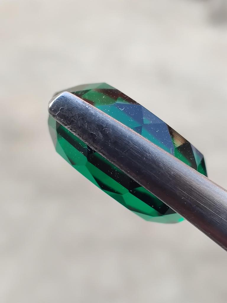 7.60 Carat Emerald Shade Round Cheeker Cut Glass Stone, Healing Glass Stone, Loose Glass Stone, 13x5 MM Size Round.
