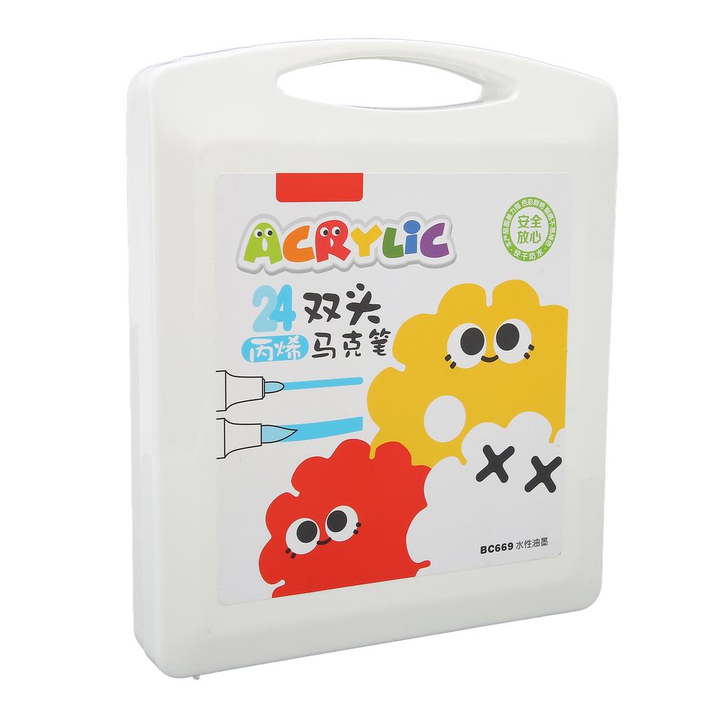 Marcator cu două vârfuri, 24 de culori, cu uscare rapidă, rezistente la apă, Marker profesional, Marker acrilic pentru DI