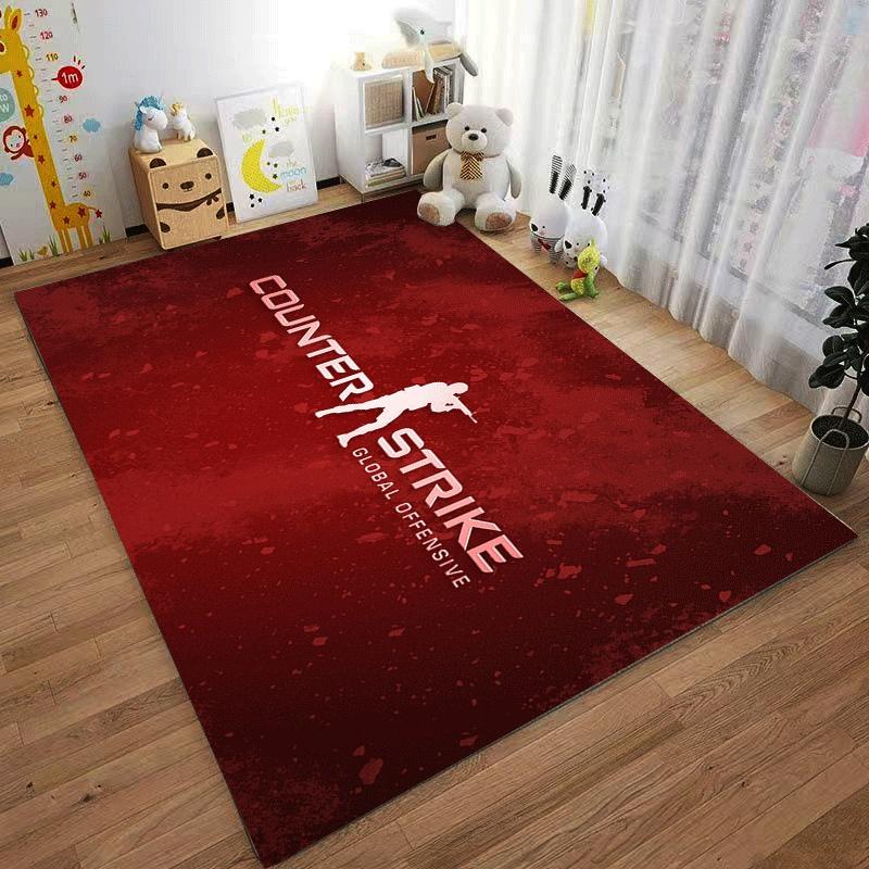 CSGO Game Logo Printed Flannel Carpet, Non-slip, Suitable for Bedroom, Living Room, Children's Room Decoration