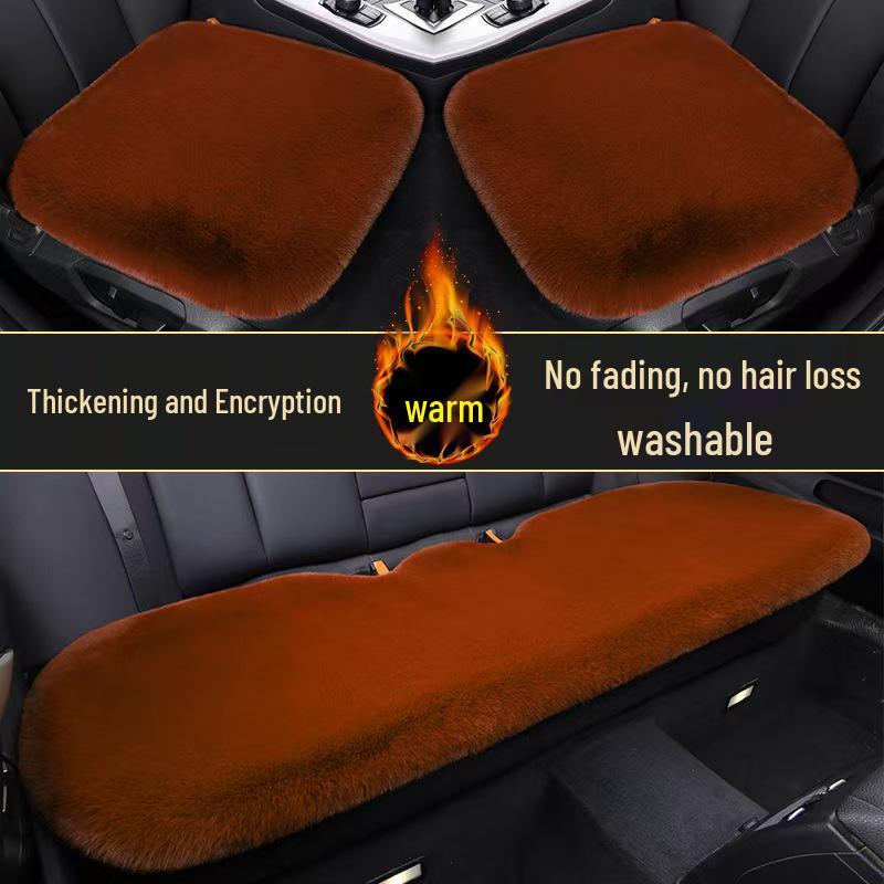 2024 Winter Faux Rabbit Fur Car Seat Cushion Set - Three-Piece Backless