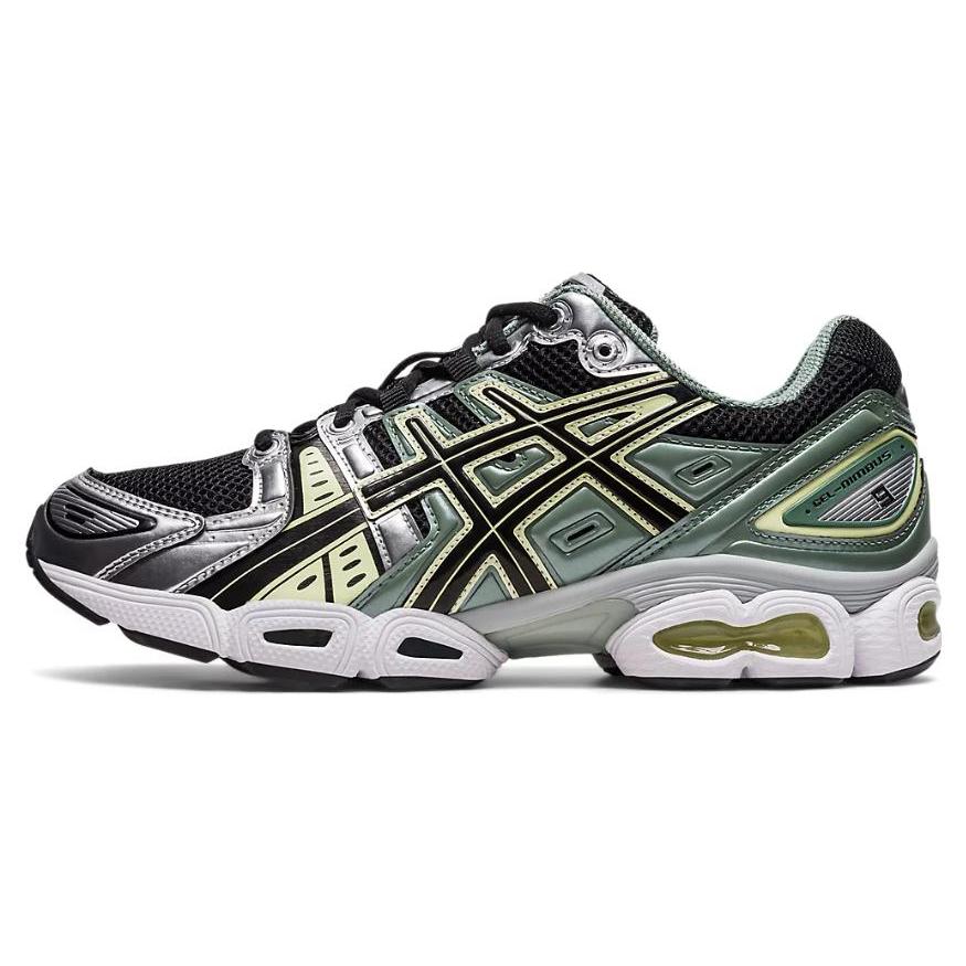 

new Asics Gel Nimbus 9 Black Green Yellow Silver 40.5
