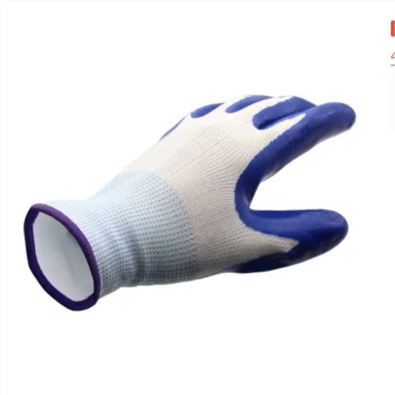 1 Pair Nylon Gardening  Gloves Waterproof Stab-resistant Safety Double-layer Latex Coated Non-slip