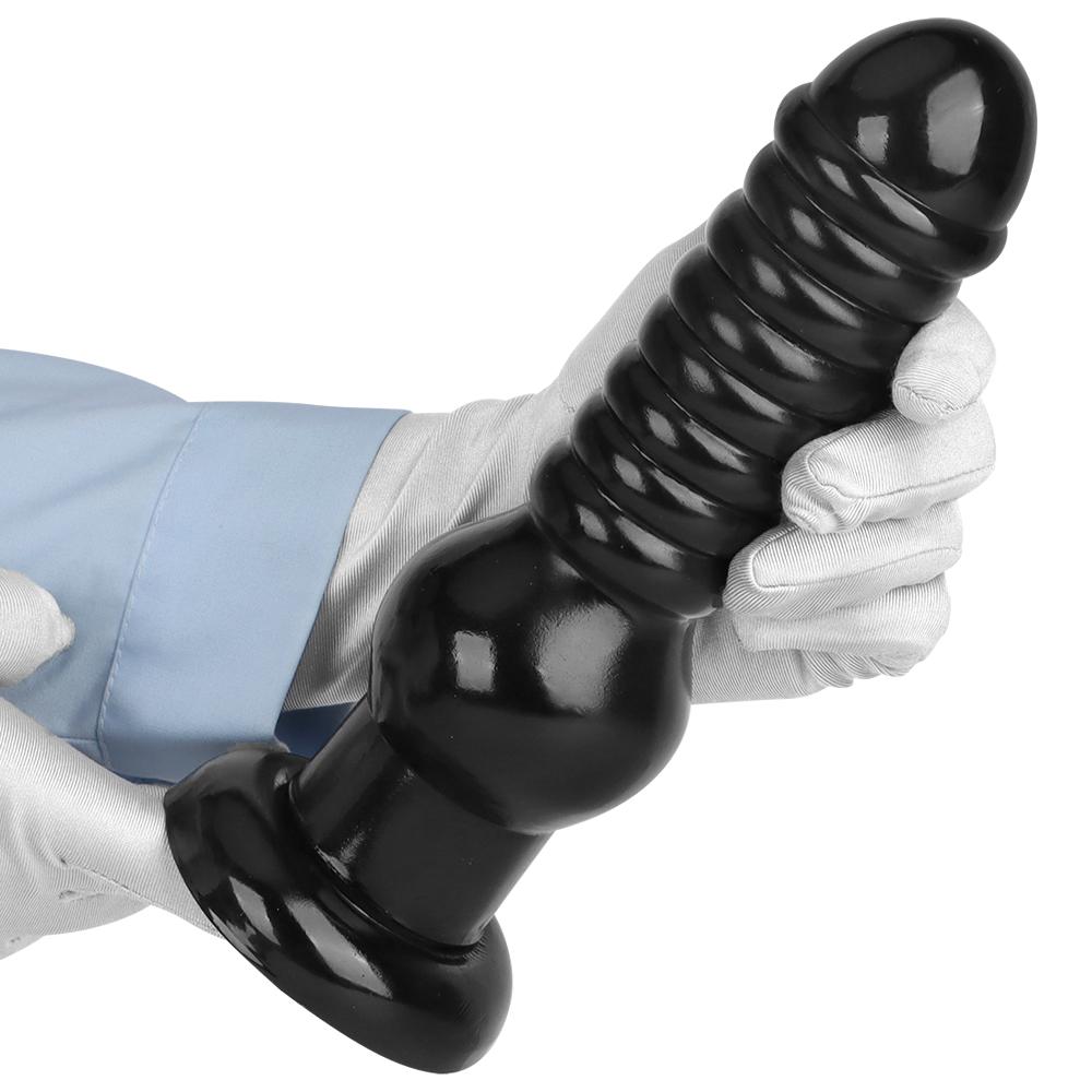 24.5cm Black PVC Beaded Dildo Masturbator Butt Plug Anal Dilator Sex Toy Realistic Dick Big Penis