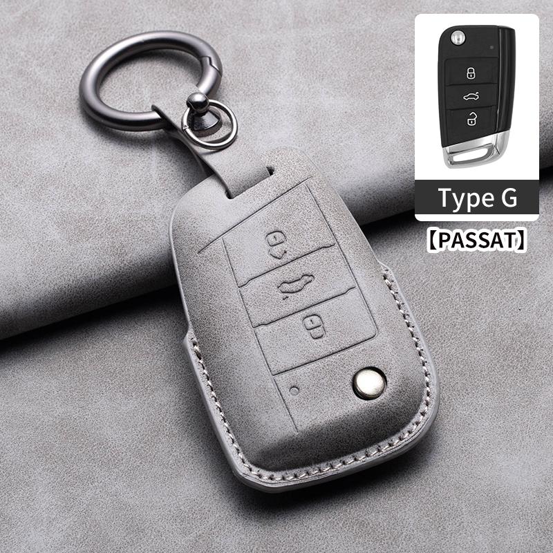 Styling Mouldings Sheepskin Leather Car Key Case Cover Fob For Volkswagen Polo VW Magotan Passat B8 TIGUAN MK2 Golf 8 2020 Car A