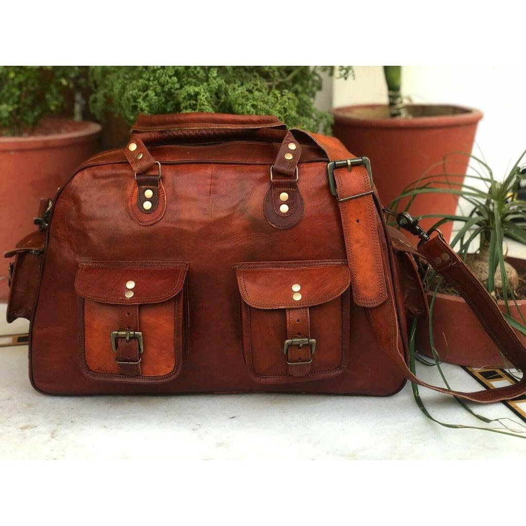 Geantă de noapte pentru damă Duffel Air Cabin Travel Holdall din piele Vintage Weekend