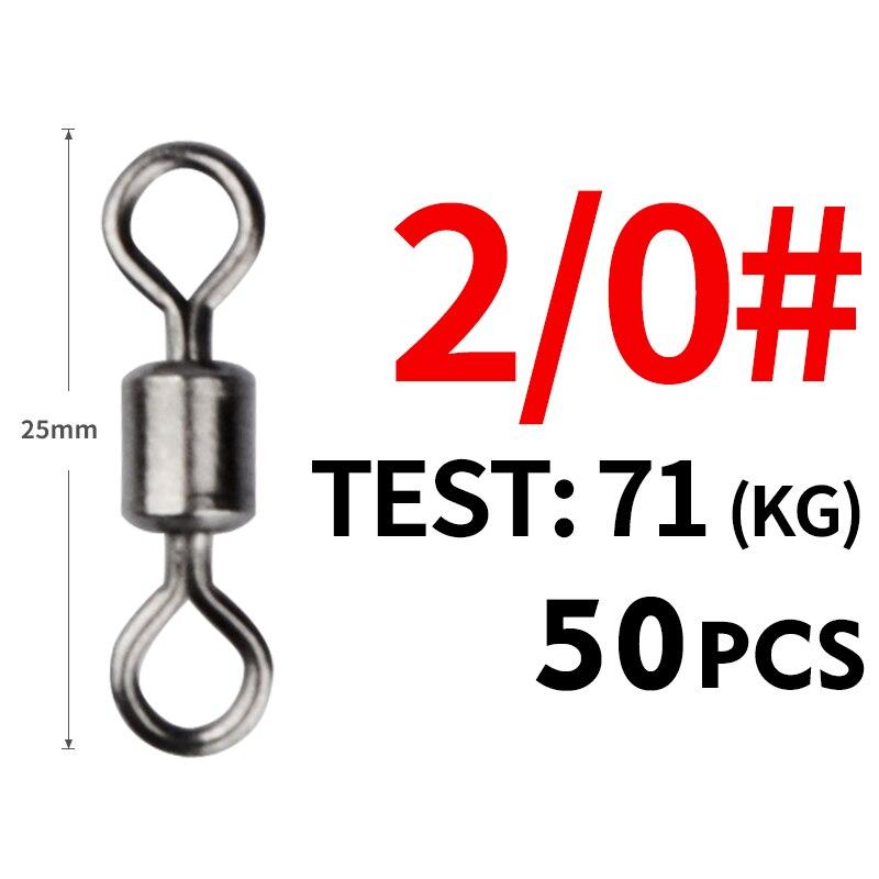 MEREDITH 50 STUKS/Partij Visdraaier Maten Solide Connector Kogellager Snap Visdraaiers Rollende Roestvrij Stalen Kralen