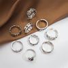 Trendy Antique Silver Color Ring Set Punk Hip Hop Street Style Women Fashion Jewelry Gift