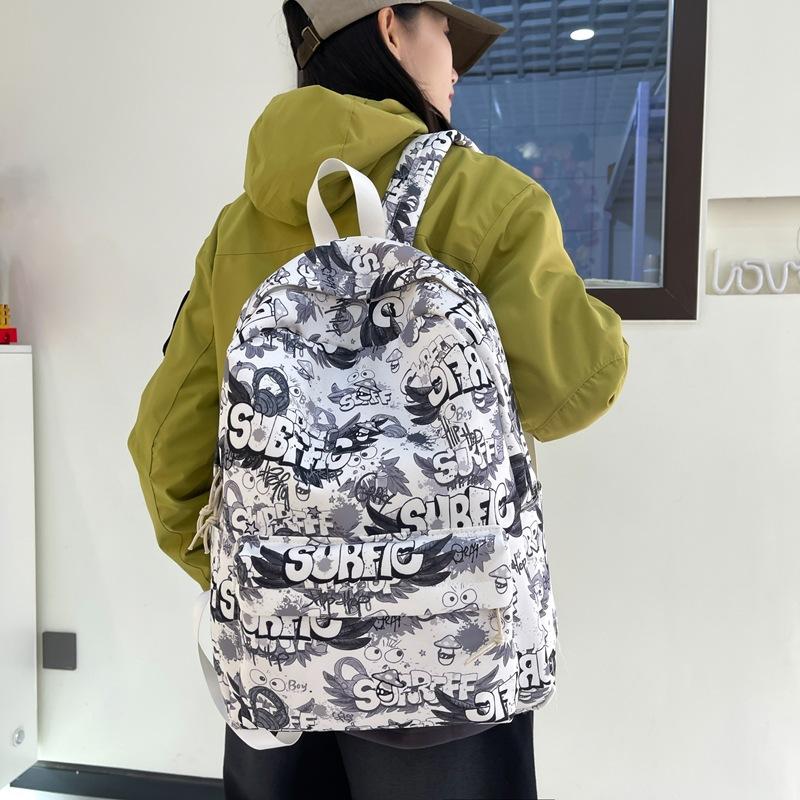 Schoolbag Women's Fun Graffiti Backpack American Lightweight Junior High School Student School Bag Niche Design Versatile Trend Backpack