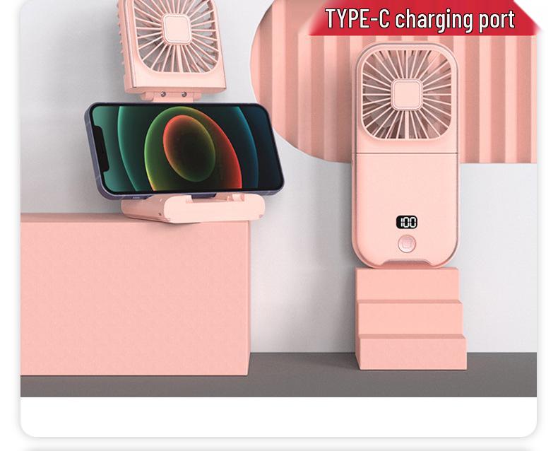 Portable Foldable Neck-Hanging Handheld Desktop Multi-Function Power Bank Fan - Compact and Customizable Gift Item