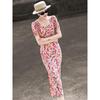 Lan Se Er 2026 Summer French Floral Puff Sleeve Sheath Dress