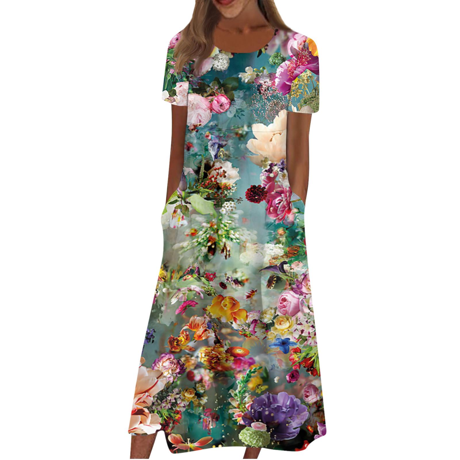 

Жен. Повседневные платья Платья с принтами Летние платья С принтами Плиссированные платья-миди с круглым вырезом Классический Классический На открытом воздухе Повседневные С короткими рукавами Свободные платья XXXL зелёный