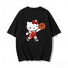 2026 New Summer HelloKitty Cute Graphic Tee Casual Short Sleeve Cotton Top for Women Girls Kawaii Cartoon Print Streetwear