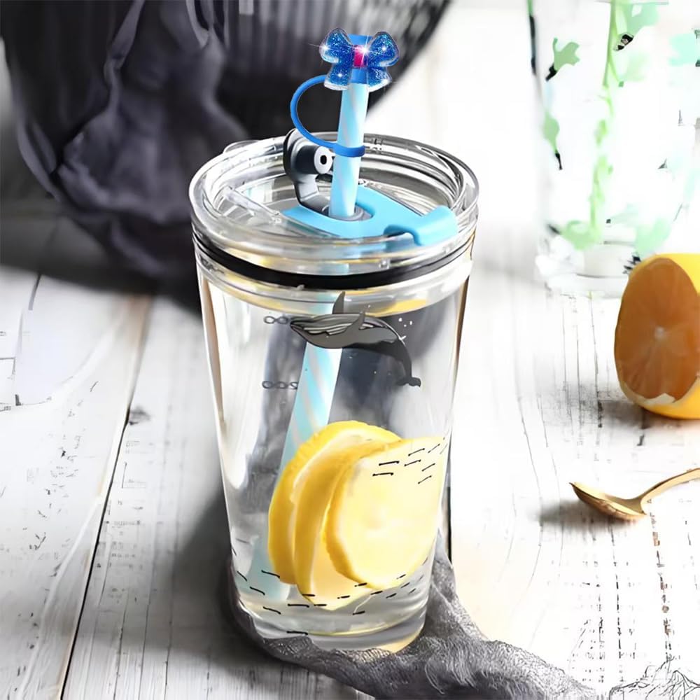 5Pcs Blling Bow Straw Cover Silicone Colorful Covers Cap for Stanley Cup 30&40 Oz Tumblers Lovely Reble Straws Cute Tumbler Straw Topper Accessories