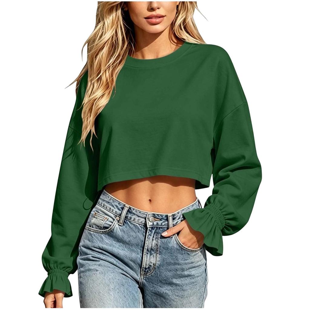 Women's Oversized Cropped Neck Sweatshirt for Casual Daily Wear