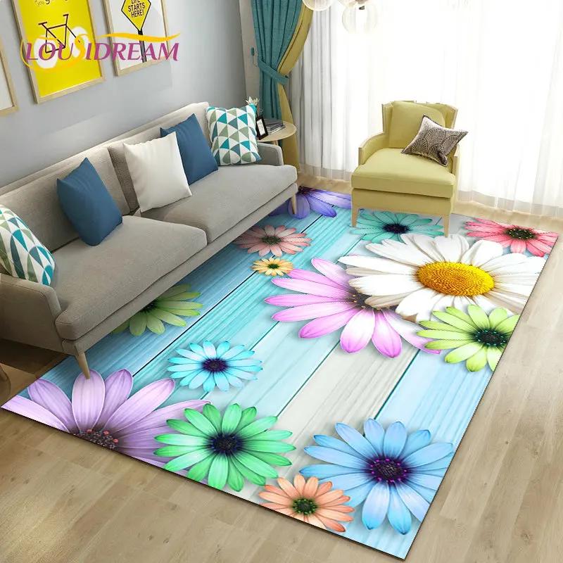 Evropský luxusní koberec Flower Rose Leaf Area,Koberec do obývacího pokoje Ložnice Pohovka Dekorace rohožky, Protiskluzová podložka do kuchyně