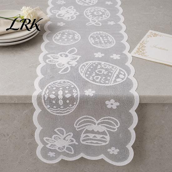 Decorative Table Runner Easter Lace Runners, 72 Inch Spring Eggs Runner, Tablecloth Bunny Decorations for Home Dining Room, Party and Supplies