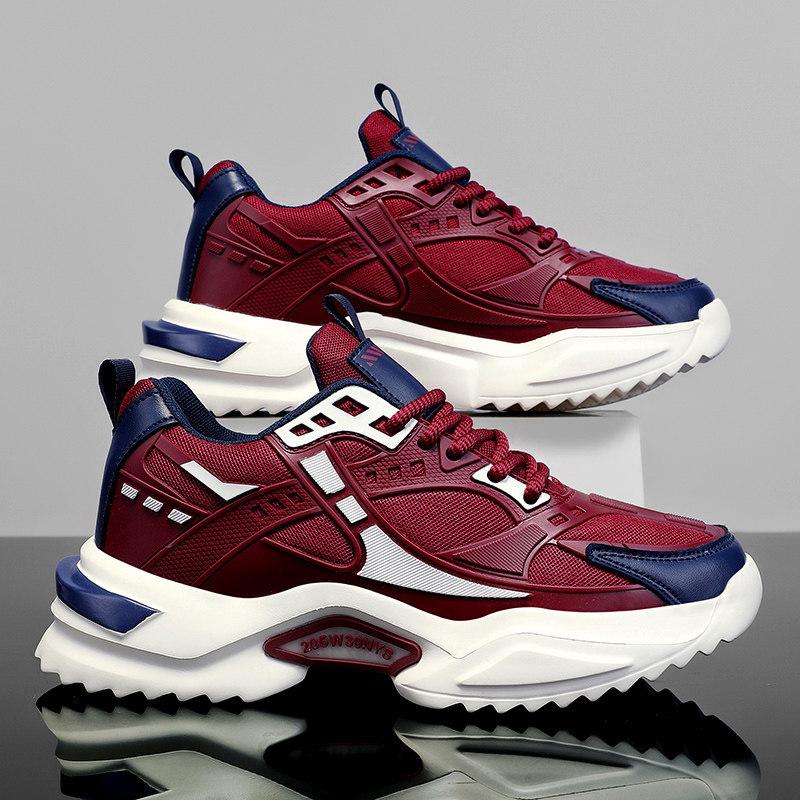 Men's Shoes 2025 Red Height Increasing Ins Trendy Teenagers Sports Running Dad