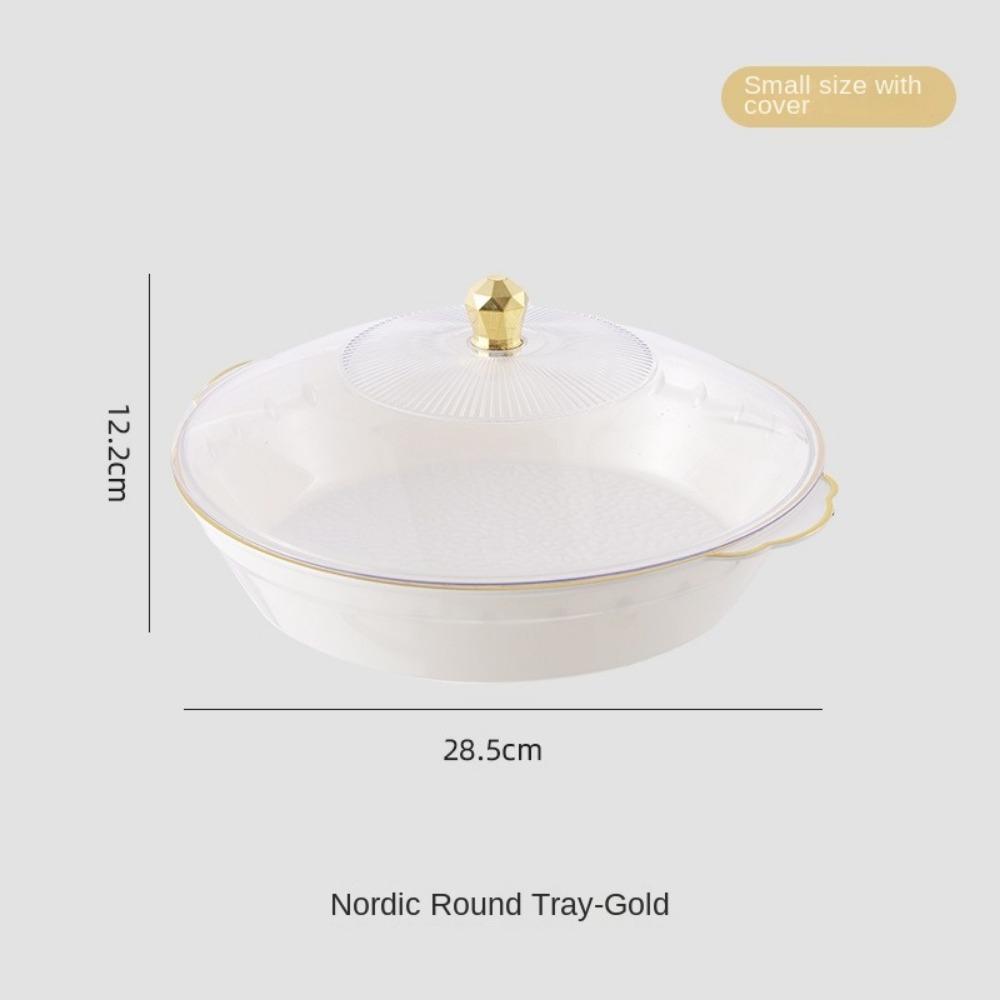 New Transparent Buffet Food Tray Large Capacity with Lid Fruit Plate Drop-proof Plastic Storage Box Desktop Storage