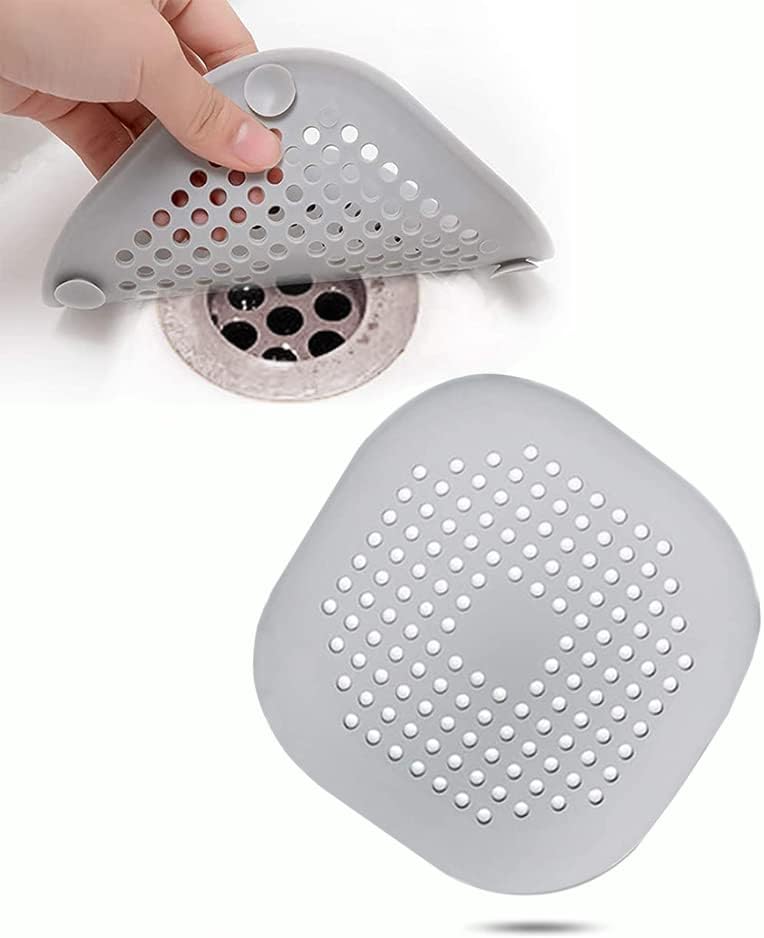 1/4PCs Bathroom Shower Drain Hair Catcher Kitchen Foldable Silicone Cover Hair Filter Sink Strainer with Suction Cups Easy Clean