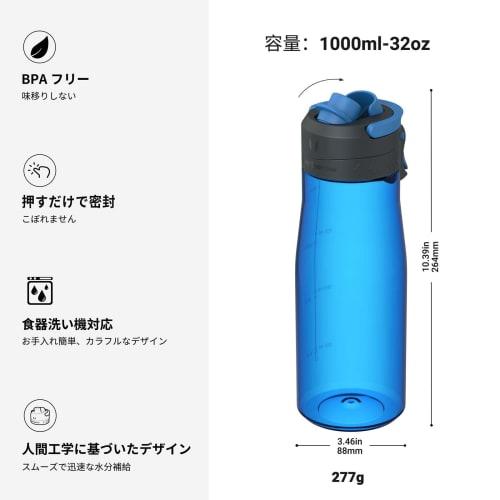 Super Sparrow 1 Liter Water Bottle - Wide Mouth TouchGulp Water Bottle - Leakproof, BPA-Free Tritan Drinking Bottle - Lightweight and Sustainable for