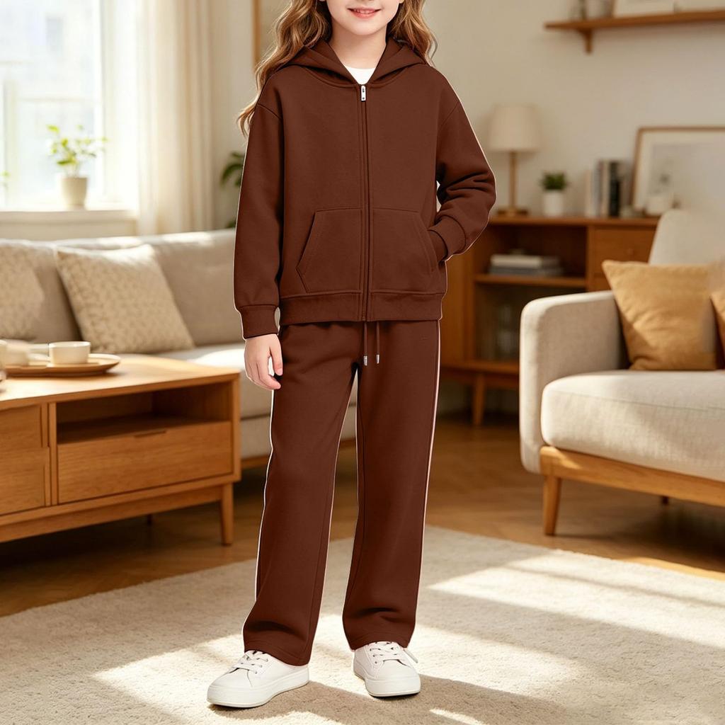 Youth Boys Girls Hooded Sweatshirt and Pants Set - Kids Sports Track Suit for Wear