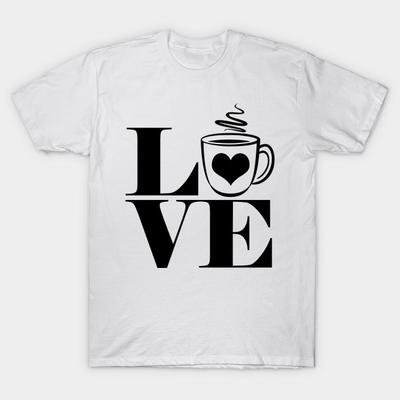 T Shirt Women Big Coffee Love Heart Harajuku Print Kawaii Tshirt Summer Short Sleeve Female T-Shirt Top Tee