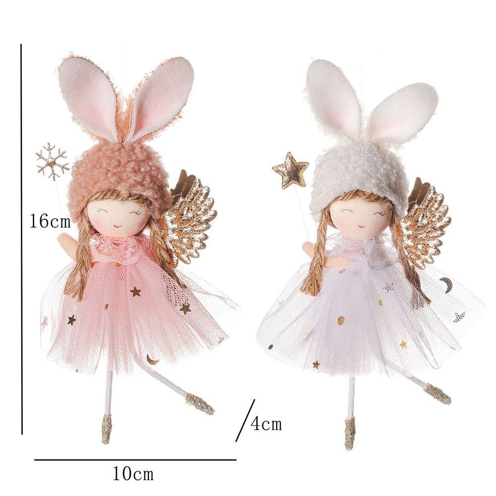Cartoon Christmas Rabbit Ears Angel Dolls Handmade Christmas Tree Decoration  Home Xmas Decor