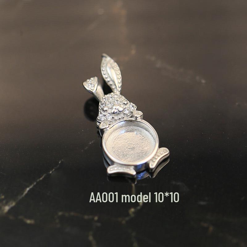 

Медный серебряный кулон со вставкой из амбирюзы и янтаря свободной формы - Унисекс оправа для ожерелья