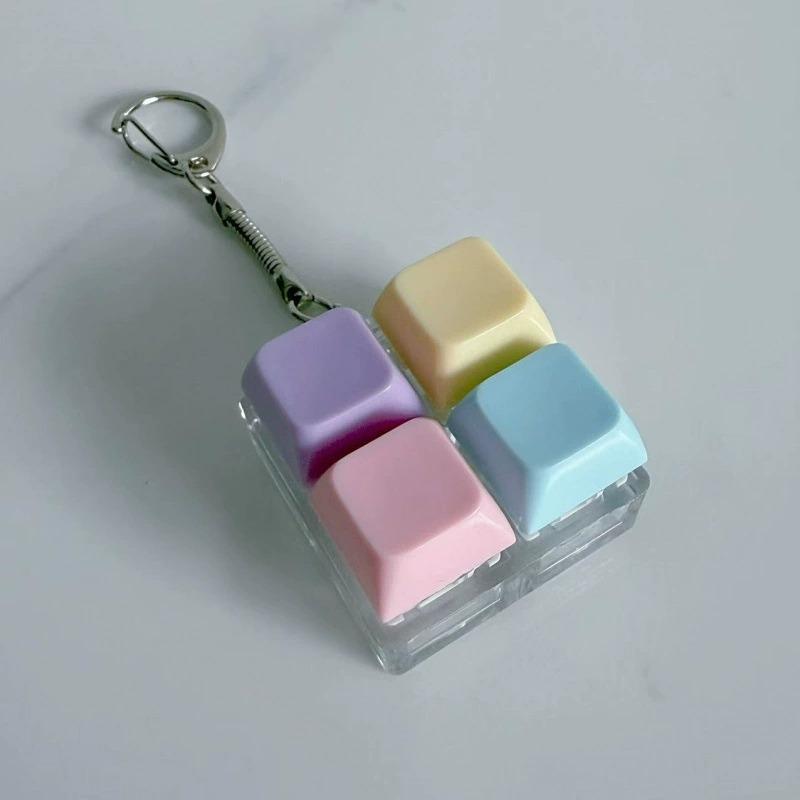 ASMR Click Mechanical Sound Stress Relief Keyboard Keycap Fidget Keychain Macaron Color Portable Backpack Anxiety Toy For Adult