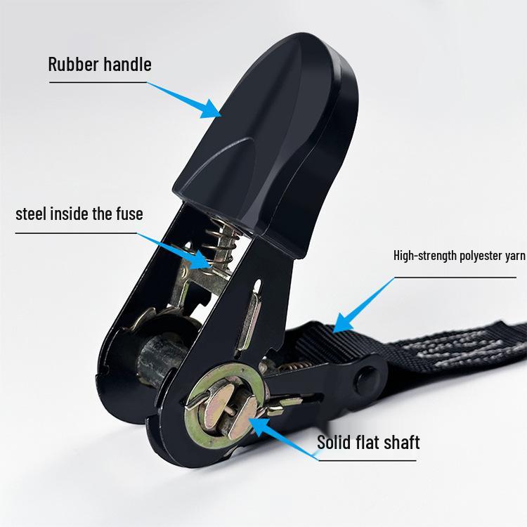 1-Inch Rubber-Coated Elastic Ratchet Strap, 25mm Wide - Essential for Securing Trucks & Motorcycles.