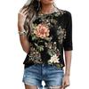 Women's Casual Loose Fit Half Sleeve Top Floral Print Round Neck Lightweight Comfortable Blouse for Everyday Wear