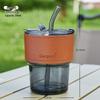Bamboo Joint Double Drink Glass with Lid - Customizable Logo Coffee Cup