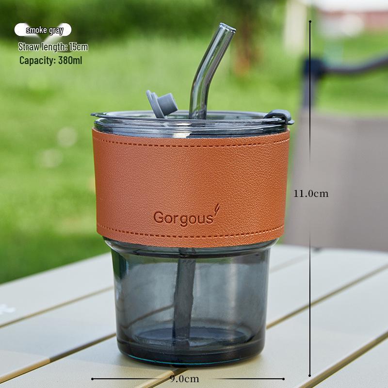 Bamboo Joint Double Drink Glass with Lid - Customizable Logo Coffee Cup