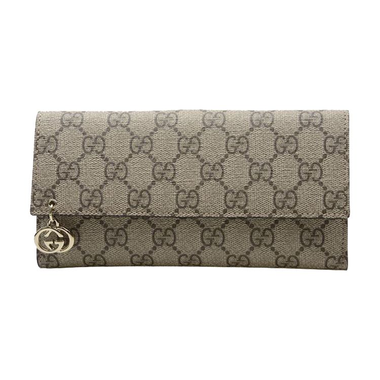 

Gucci GG Supreme Canvas Zip Around Long Wallet With Double G Charm For Women Luxury Daily Use Basic Set (Bag+Dust Bag)